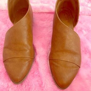Brown Pointed Toe Ankle Flats